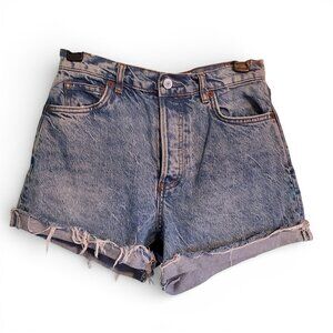 Reformation Jeans Charlie Daisy High Rise Long Blue Jean Denim Shorts